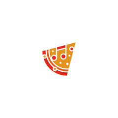 Poster - Pizza slice and musical note logo design.