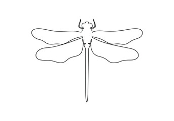 Canvas Print - Continuous one line drawing of cute dragonfly vector illustration. Premium vector