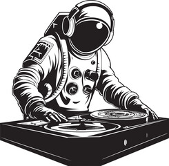 Interstellar Interlude DJ Astronaut Vector Graphics Galactic Groove Vector Logo Featuring Space DJ