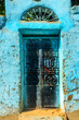 Colorful blue nubian door in Elephantine island, Aswan, Egypt
