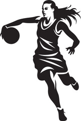 Dunk Dynamo Vector Logo and Design Illustrating Female Basketball Players Slam Dunk B Ball Belle Vector Graphics and Icon Showcasing Female Basketball Player Dunking