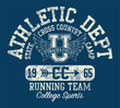 College track and field cross country running vintage athletic vector boy t shirt grunge effect in separate layer
