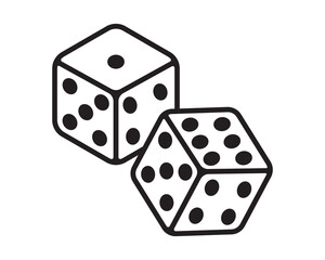 Pair of dice to gamble or gambling line vector icon, dice cube, casino game. Black icon. casino symbol, used for web, mobile phone, app, logo.