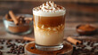 A latte with salted caramel and whipped cream