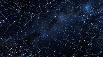 Wall Mural - starry constellations scatter across the night sky in this intricate map, offering a guide through t