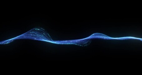 Wall Mural - flowing blue digital wave of light particles, undulating across a dark backdrop, dynamic high-tech w