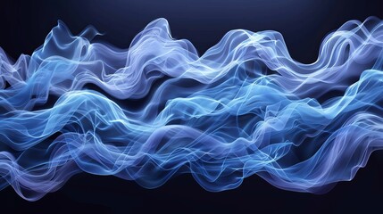 Aufkleber - A set of blue air flow wave effects for visualizing air or water flow. Isolated on transparent background.