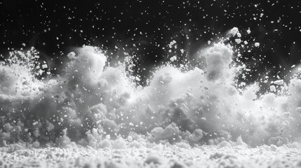 Poster - Isolated snowdrifts and flying snow over black, winter season