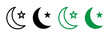 Crescent Moon and Star of Islam Icons. Symbolic Muslim and Ramadan Night Sky Imagery