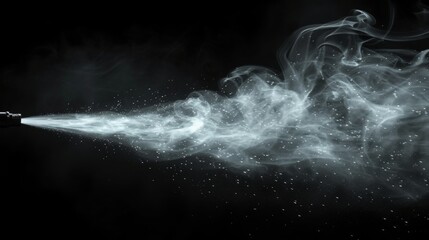 Aufkleber - A white spray of water floating over a dark transparent background. A trigger sprayer effect with spray nozzles. 3D modern illustration in realistic style.