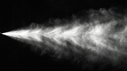 Aufkleber - Misty water spray modern set. Sprayer fog isolated on black transparent background. Clean and airy spray modern illustration.