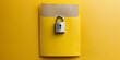 Document folder with padlock on yellow background, File security concept