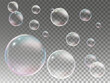 © liza - Realistic vector soap bubble. Soap transparent liquid shape refraction bubble , glare. Foam bubbles png. Powder, soap, detergent.. Colorful magical fantasy vector. Set of multicolored