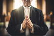 Generative AI picture of blessed priest praying have faith believe in God happiness