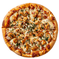 Wall Mural - Chicken and ranch sauce pizza isolated on transparent background