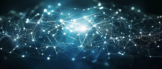Fototapete - A human and technological concept, involving AI (Artificial Intelligence). Network of communication.