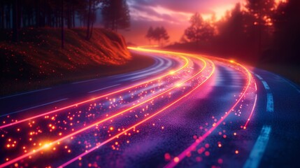 Poster - Colorful light trails with motion blur, long time exposure on a white background.