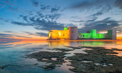 Sticker - The maiden's castle (Kiz Kalesi) at twilight blue hour - Mersin, Turkey