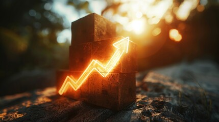 Poster - The corporate growth arrow graph for the year 2022-2023 shows planning, opportunity, challenge, and business strategy.