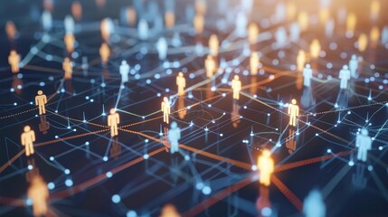 Poster - Communication network concept for groups of people. Social media. Human resources.