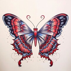 Hand drawn butterfly. Tattoo art, sketch for your design.