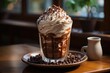 Dark chocolate mocha with indulgence of whipped cream generated by, generative IA