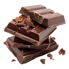 Wall Mural - Pieces of chocolate. Isolated photo with transparent background.