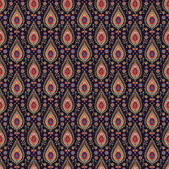 Wall Mural - Colorful saree fabric pattern design. Seamless repeating saree pattern.