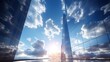 © Damian Sobczyk - Photorealistic Tall building and behind it a beautiful and sky