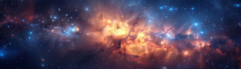 Wall Mural - Glowing constellations illuminate the vast expanse of the cosmos. Cosmic panorama filled with celestial beauty and wonder. Glimpse of infinity.