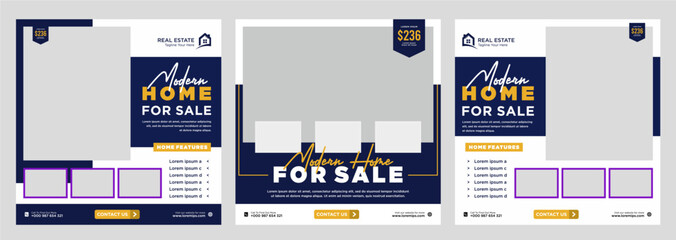 Sticker - Real estate house social media post or square banner template
