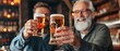Men Toasting with Beer Glasses in a Pub
