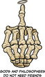 Skeleton hand with middle finger