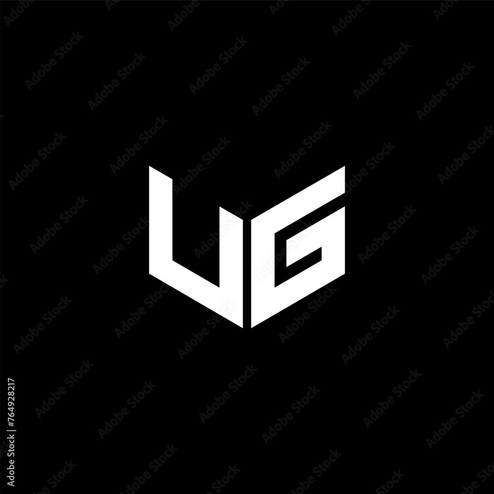 UG letter logo design with black background in illustrator, cube logo ...