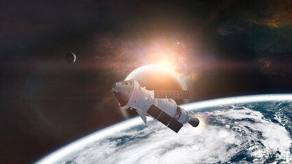 Wall Mural - orion continues on its path from earth orbit to the moon. elements of this image furnished by nasa.