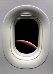 Wall Mural - view from a porthole on the mars background. elements of this image furnished by nasa.