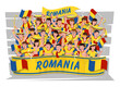 Soccer fans cheering. Romania team.