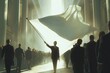 businessman waving a white flag. conceptual image. 