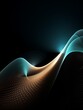 Cyan wave on a black background, in the style of futuristic spacescapes, dark brown and light beige