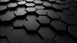 3d render, abstract black background with hexagon pattern on dark grey surface