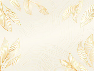 Wall Mural - Abstract golden leaves on a flowing beige background, minimalist elegance. Generative AI