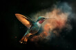highspeed concept image. humming bird with smoke. dynamic image. 