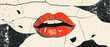 Open mouth with red lipstick says Speech Bubble, and a line leads this into the ear of a follower, who likes it. Modern collage with textures and doodles.