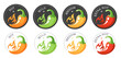 © 4zevar - Chili pepper spicy level icon, mild, medium hot and hell level.