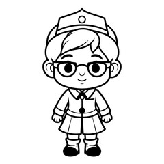 Wall Mural - Coloring book for children: Boy in uniform and glasses