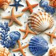 Underwater Elegance in Watercolor Shells and Starfish