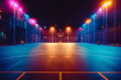 The vibrant colors and energy of a basketball court