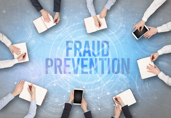 Poster - Group of people in front of a laptop, security concept