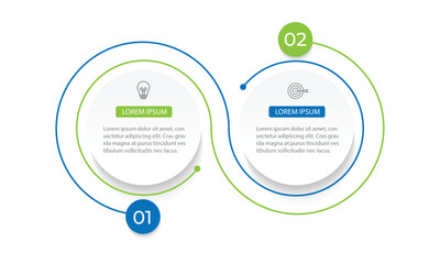 vector infographic thin line design with marketing icons. business concept with 2 options, steps or 