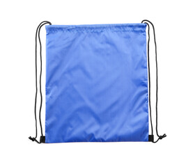 Wall Mural - One blue drawstring bag isolated on white